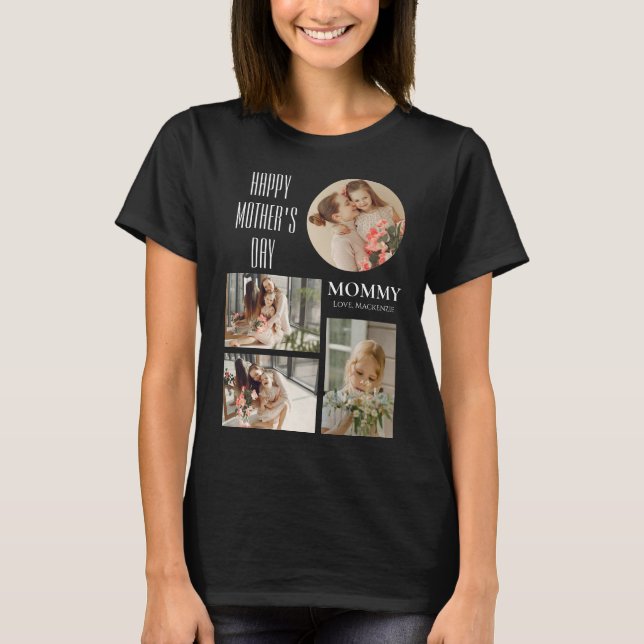 T-shirt Bonne fête des mères | Simple script moderne 4 pho (Devant)