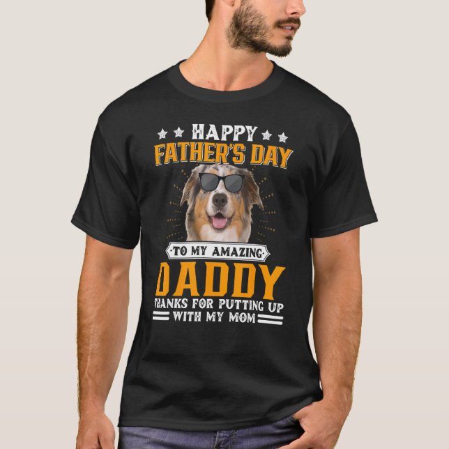 T-shirt Bonne Fête des pères Aussie Chien Papa Pour Hommes (Devant)