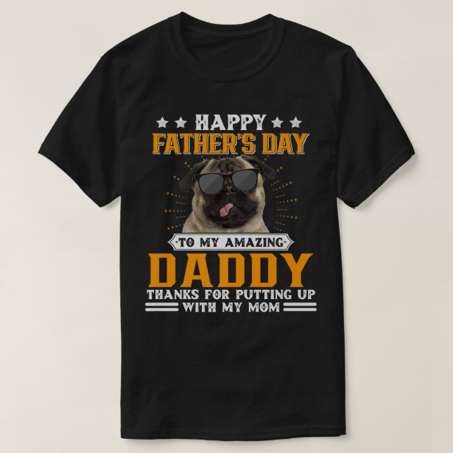 T-shirt Bonne Fête des pères Carlin Chien Papa Cadeaux Pou (Design devant)