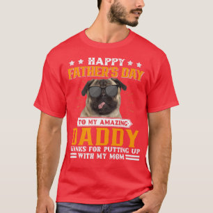 T-shirt Bonne Fête des pères Carlin Chien Papa Cadeaux Pou