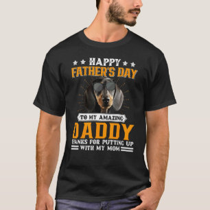 T-shirt Bonne Fête des pères Dachshund Chien Papa Pour Hom