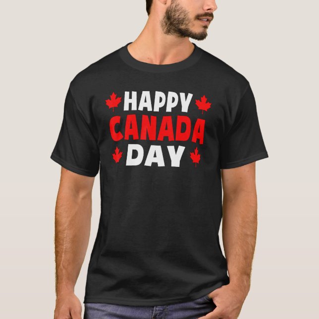T-shirt Bonne fête du Canada Maillée Feuille d'érable Homm (Devant)
