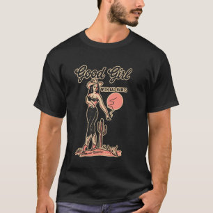 T-shirt Bonne Fille Avec Habitudes Mauvaise Cowgirl Occide