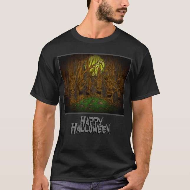 T-shirt Bonne forêt d'Halloween avec message (Devant)
