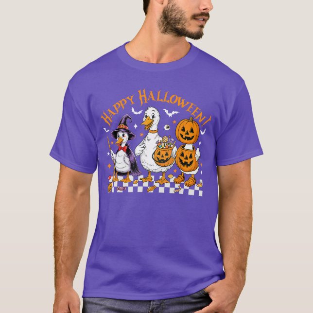 T-shirt Bonne Halloween Citrouille Goose Trick ou traiter  (Devant)