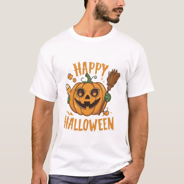 T-shirt Bonne Halloween du Patch Citrouille (Devant)