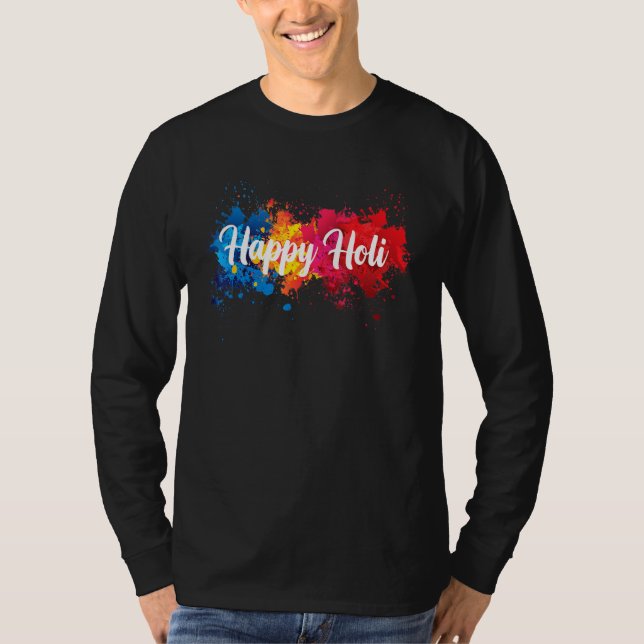 T-shirt Bonne Holi Femmes Famille Enfants Cool Holi Festiv (Devant)