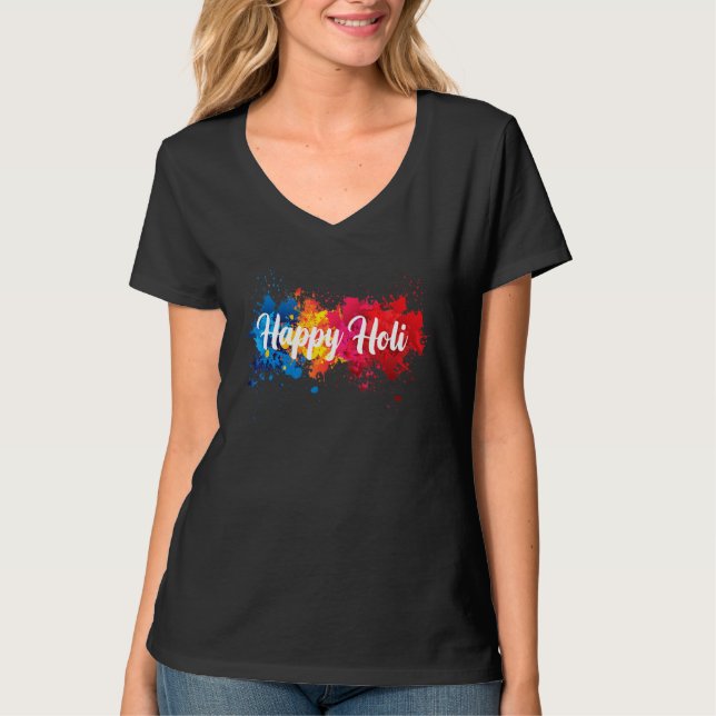 T-shirt Bonne Holi Femmes Famille Enfants Cool Holi Festiv (Devant)