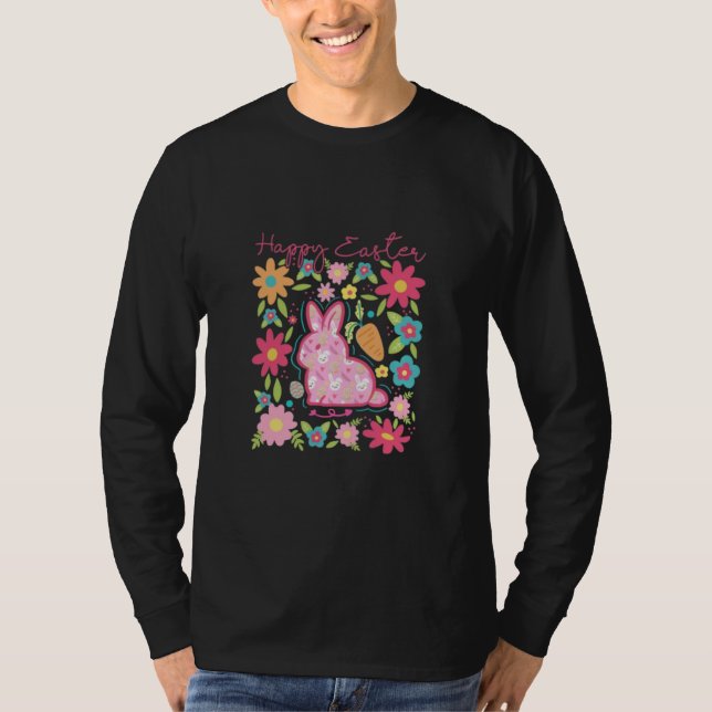 T-shirt Bonne illustration de lapin de Pâques (Devant)