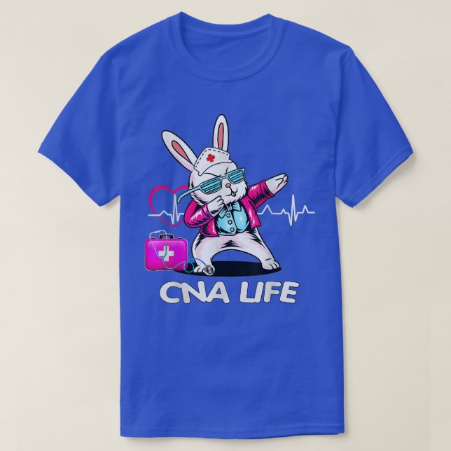 T-shirt Bonne infirmière lapin Dab CNA Vie Joyeuse Pâques  (Design devant)