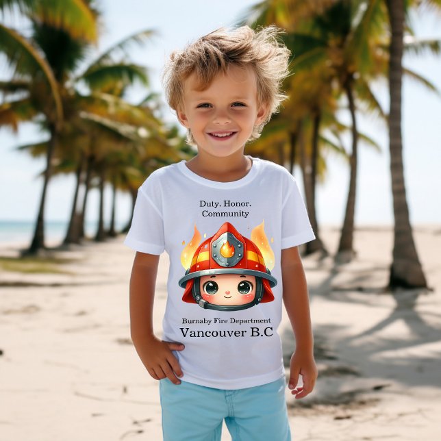 T-shirt Bonne mascotte de pompier avec flammes (Créateur téléchargé)