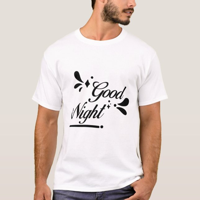 T-shirt Bonne Nuit - Calme Lune & Étoiles Design (Devant)