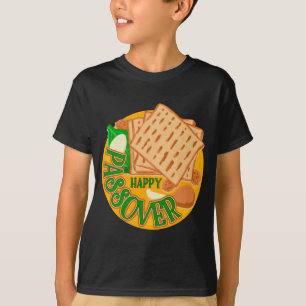 T-shirt Bonne Pâque Avec Jolie Fête Juive Matzo