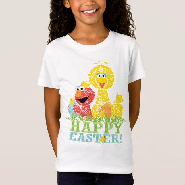 T-Shirt Bonne Pâques d'Elmo & Big Bird (Devant)