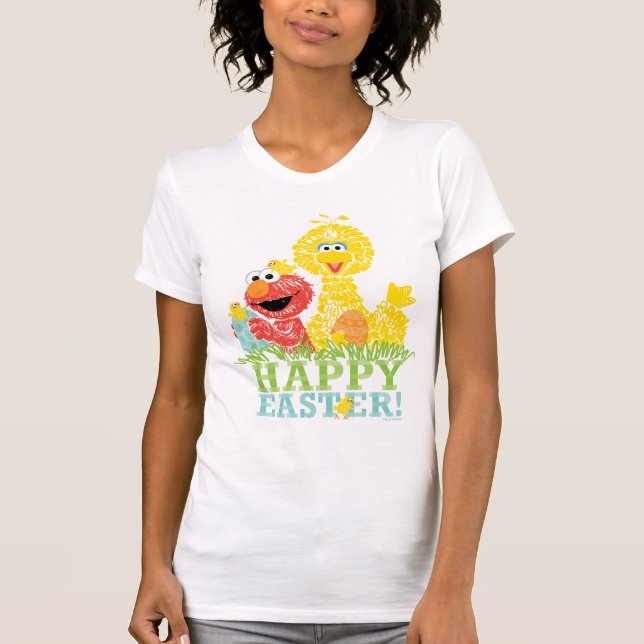T-shirt Bonne Pâques d'Elmo & Big Bird (Devant)