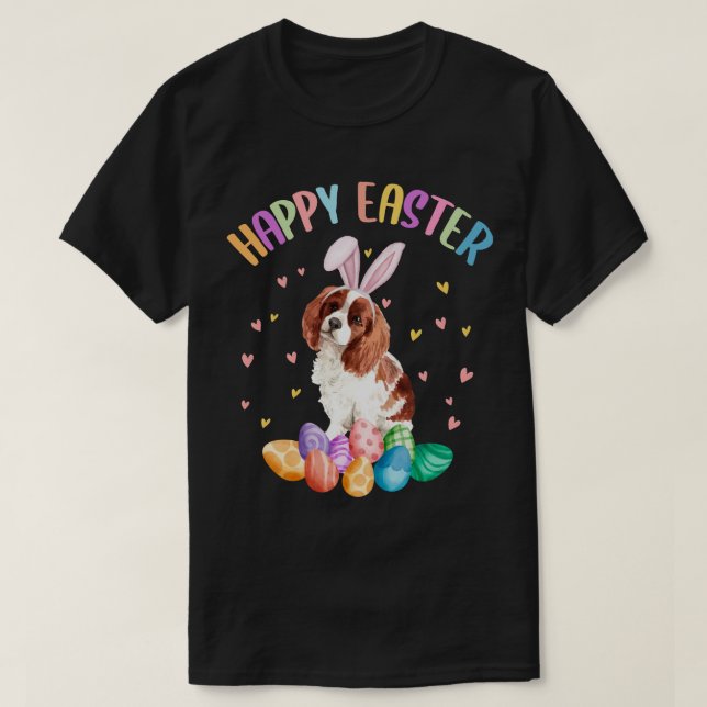 T-shirt Bonne Pâques mignonne Bunny Cavalier Roi Charles (Design devant)