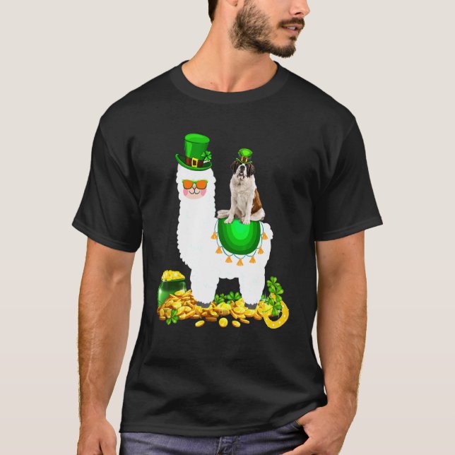 T-shirt Bonne Patrick S Day Leprechaun St Bernard Riding L (Devant)