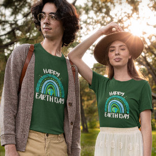 T-shirt Bonne planète Jour des terres avec arc-en-ciel