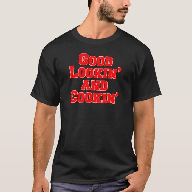T-shirt Bonne recherche et cuisine sur le noir (Devant)