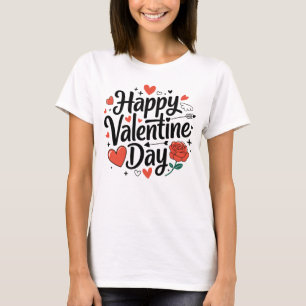 T-shirt Bonne Saint Valentin coeur rose romantique sur bla