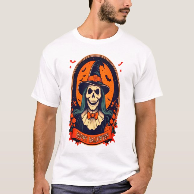 T-shirt Bonne sorcière du crâne d'Halloween (Devant)
