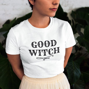 T-shirt Bonne Sorcière Femmes Halloween en Noir et Blanc