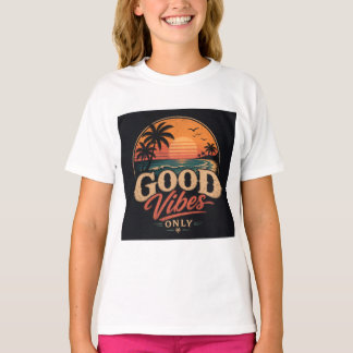 T-shirt Bonne Vibration Uniquement Design Rétro Coucher de
