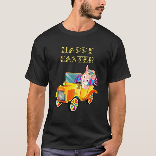 T-shirt Bonne voiture de conduite lapin de Pâques (Devant)