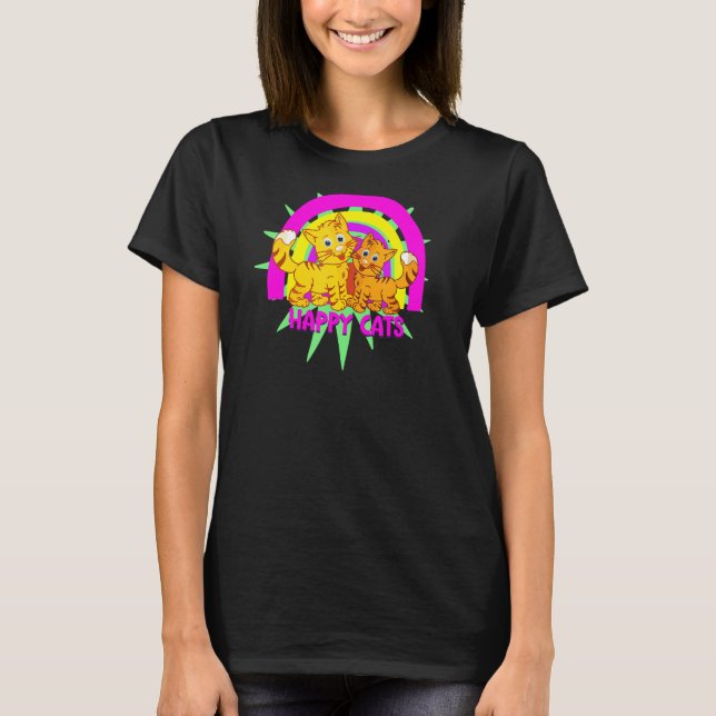 T-shirt BONNES CHATS Arc-en-ciel chatons (Devant)