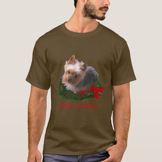 T-shirt Bonnes fêtes de Yorkie (Devant)