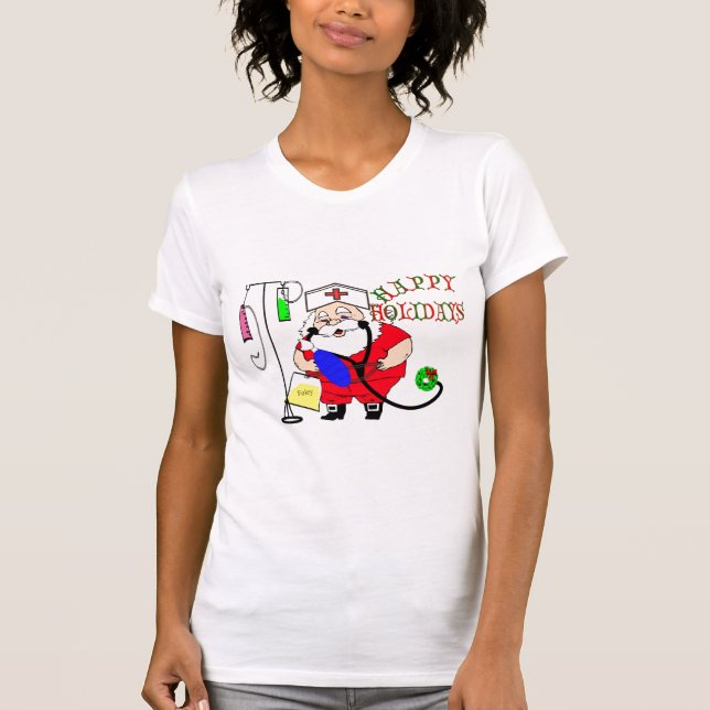T-SHIRT BONNES FÊTES INFIRMIÈRE DE PÈRE NOËL (Devant)