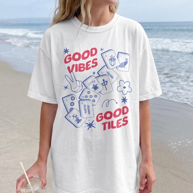 T-shirt Bonnes Vibrations Rétro Mahjong (Créateur téléchargé)