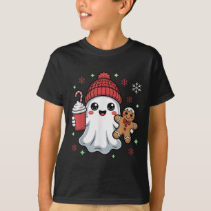 T-shirt Bonnet fantôme rétro Noël vacances Xmas Café G