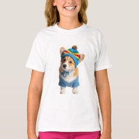 Bonnet rayé arc-en-ciel Chien de manchon bleu Enfa