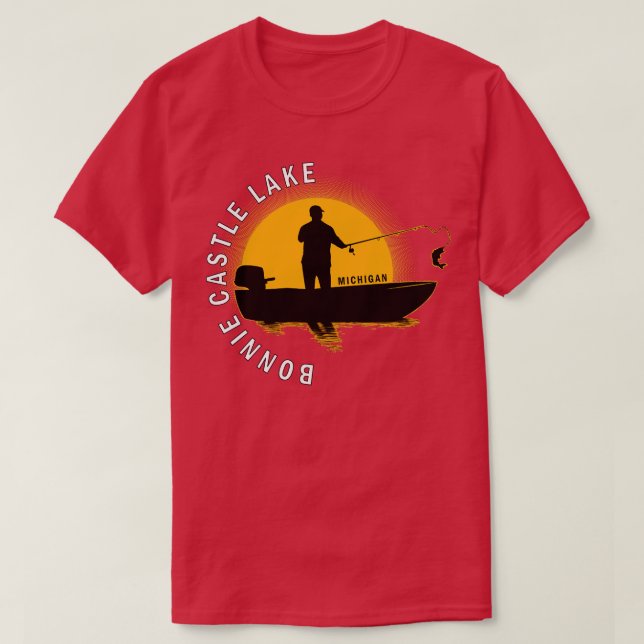T-shirt Bonnie Castle Lake Fishing Michigan Sunrise (Design devant)