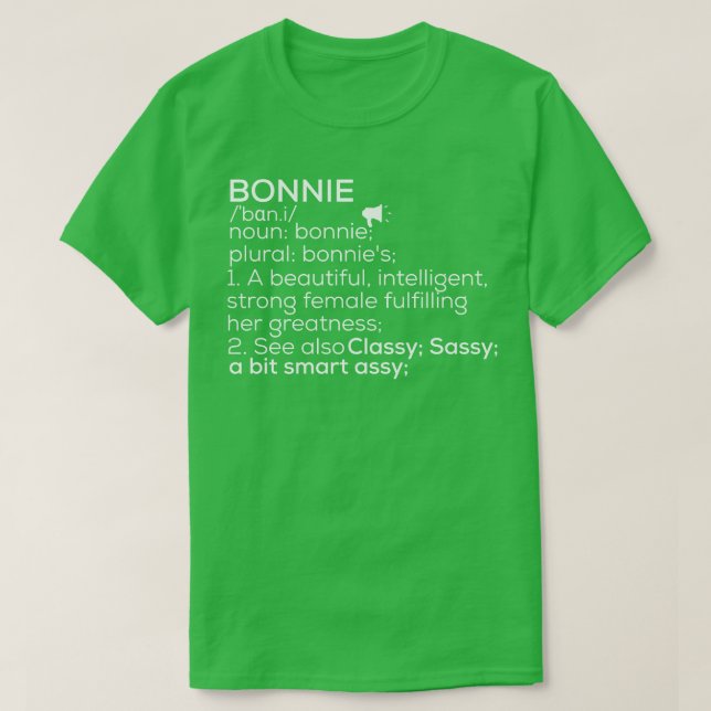 T-shirt Bonnie Nom Bonnie Définition Bonnie Nom Femme B (Design devant)