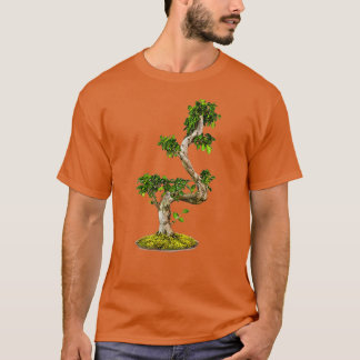 T-shirt Bonsai Arbre à la main vert Nature isolé blanc Ba