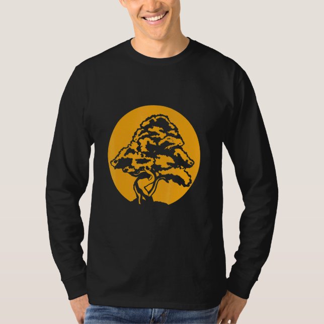 T-shirt Bonsaï avec coucher de soleil (Devant)
