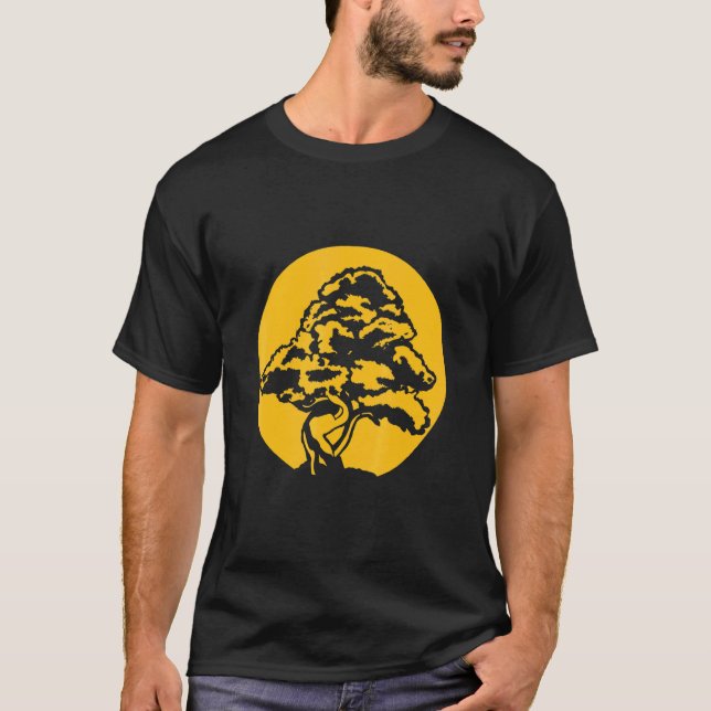 T-shirt Bonsai Avec Coucher De Soleil (Devant)