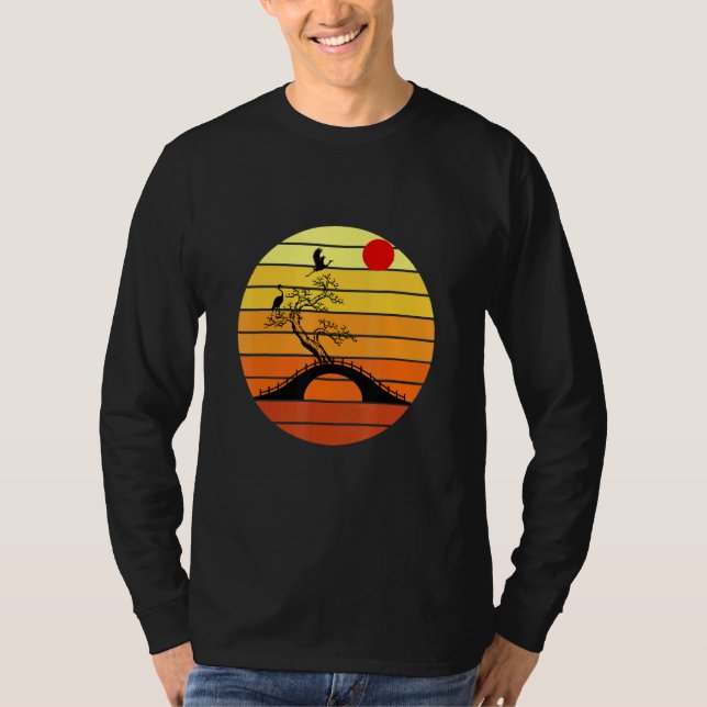 T-shirt Bonsai et coucher du soleil (Devant)