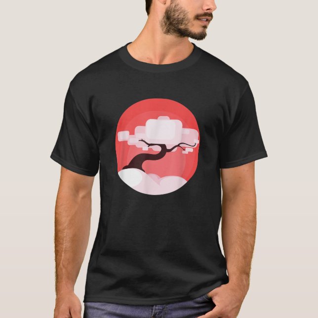 T-shirt Bonsai Tree Enso Circle Calligraphie Zen Bouddhist (Devant)