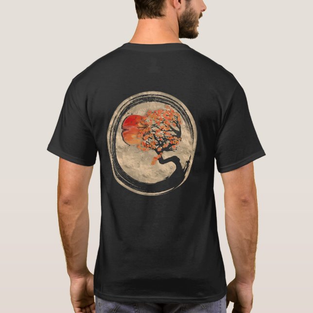 T-shirt Bonsai Zen Bouddhiste Enso Arbre Cercle En Japonai (Dos)