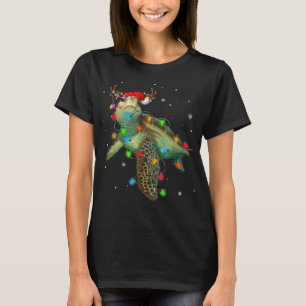 T-shirt Bonté Astute Tortue de mer Lumières de Noël Drôle