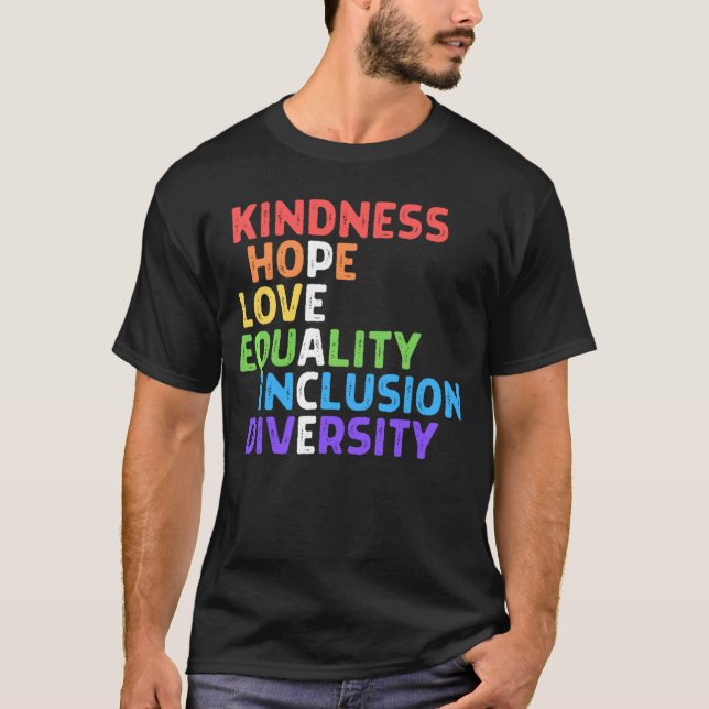 T-shirt Bonté Paix Égalité Inclusion Diversité Humain  (Devant)