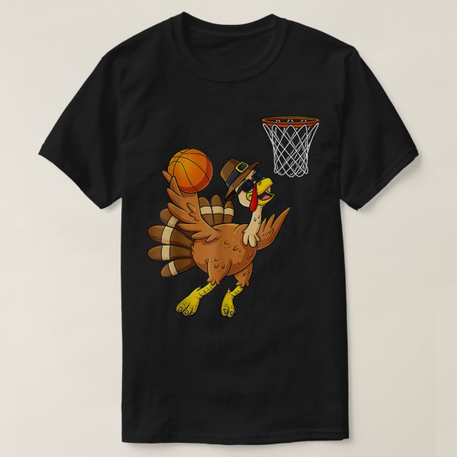 T-shirt Bonté Poétique Thanksgiving Turquie Basketball Pla (Design devant)