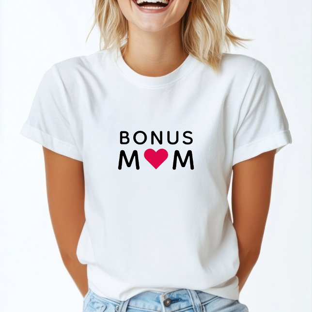 T-shirt Bonus Maman | Fête des mères de coeur rose moderne (Créateur téléchargé)