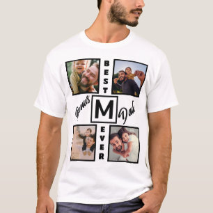 T-shirt Bonus moderne personnalisé Papa Stepdad 4 Photo Co