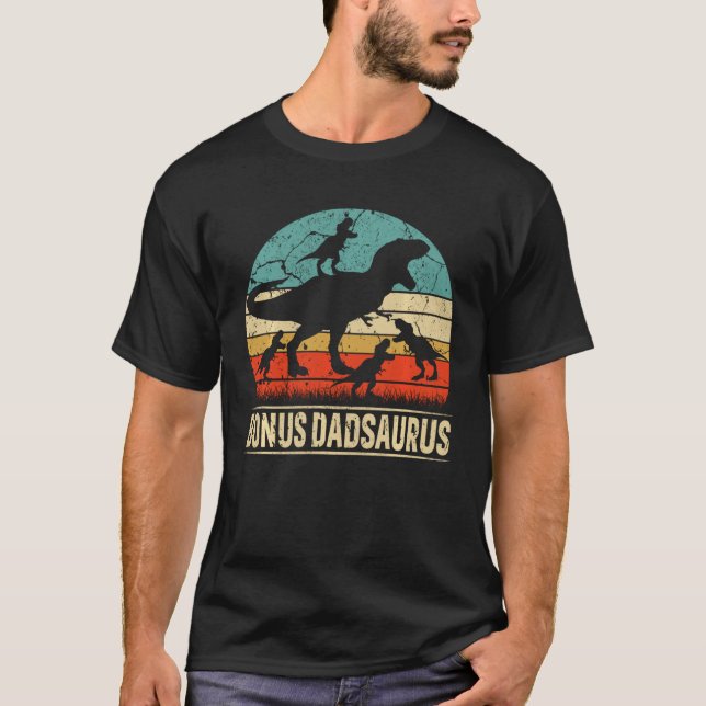 T-shirt Bonus Papa Dinosaure T Rex Bonus Dadsaurus 4 Enfan (Devant)