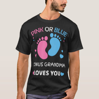 T-shirt Bonus Rose Ou Bleu Grand-Mère Vous Aime Révéler Le
