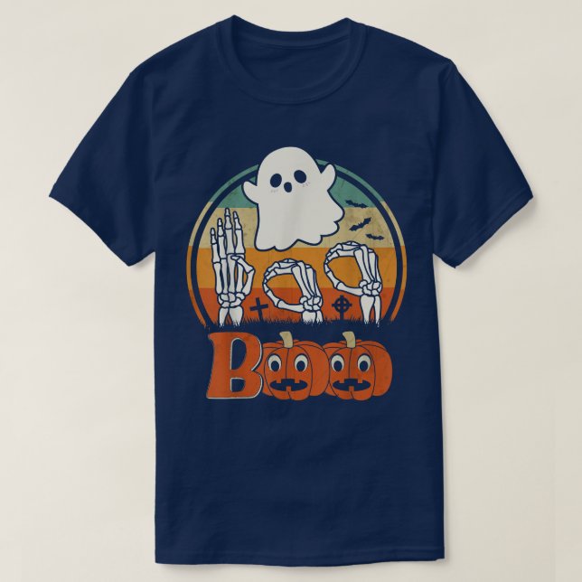 T-shirt BOO ASL Hands American Sign Language Ghost Hallowe (Design devant)